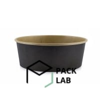 Round paper salad bowl black-kraft 750 ml with plastic lid Round paper salad bowl black-kraft 750 ml with plastic lid